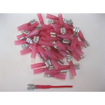 HS  RED FEMALE SPADE.  6.6MM 25 PCS