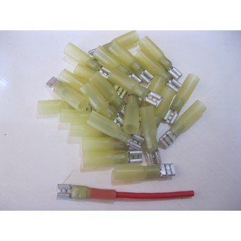 HS YELLOW FEMALE SPADE.  6.6MM 25PCS
