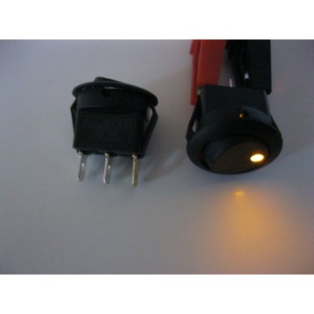 ROUND ROCKER SWITCH- ILLUMINATED YELLOW