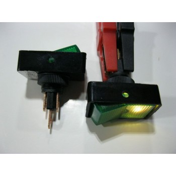 RECTANGULAR ROCKER SWITCH. 12 VOLT. GREEN FULL COLOUR FACE