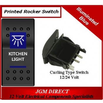 'KITCHEN LIGHT' SWITCH ILLUMINATED BLUE