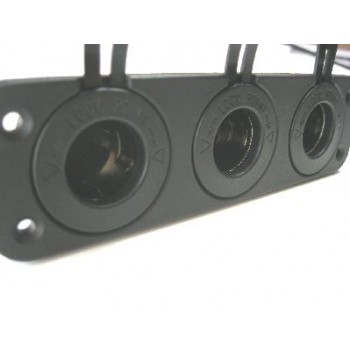 FEMALE CIG SOCKET X 3 PANEL MOUNT WITH FACE PLATE