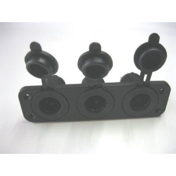 FEMALE CIG SOCKET X 3 PANEL MOUNT WITH FACE PLATE