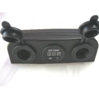 FEMALE CIG SOCKET X 2 + VOLT METER SURFACE MOUNT