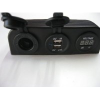 FEMALE CIG SOCKET + VOLT METER + USB SURFACE MOUNT