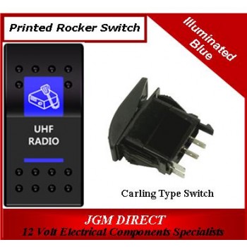 'UHF RADIO' SWITCH ILLUMINATED BLUE